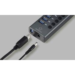 Renkforce RF-6027504 USB Hub 10 portů USB-A USB 3.1 Gen2 10 GBit/s lze spínat jednotlivě, s hliníkovým krytem stříbrnočerná RF-6027504
