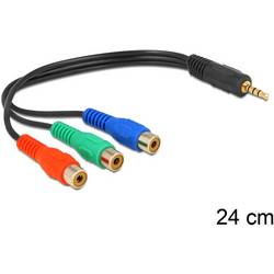 Delock cinch / jack video kabel [3x cinch zásuvka - 1x jack zástrčka 3,5 mm] 0.24 m černá