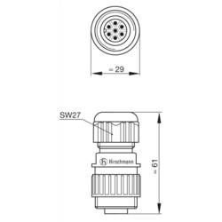 Hirschmann 934 126-100-1 kulatý faston zástrčka, rovná Série konektoru: CA Počet kontaktů: 6 + PE 1 ks