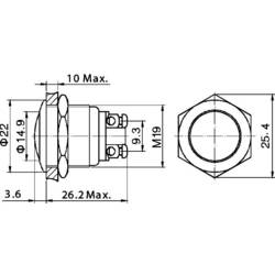 TRU COMPONENTS GQ 19B-G tlačítko antivandal 48 V/DC 2 A 1x vyp/(zap) bez aretace IP65 1 ks