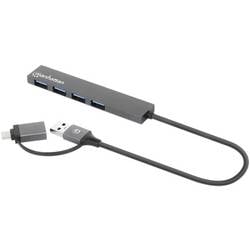 Manhattan 181006 USB Hub 4 porty USB-A USB 3.0 5 GBit/s vesmírná šedá 181006