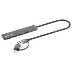 Manhattan 181006 USB Hub 4 porty USB-A USB 3.0 5 GBit/s vesmírná šedá 181006