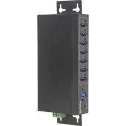 Manhattan 164405 7 portů USB Hub kovový ukazatel, pro průmyslové použití, pro montáž na zeď černá