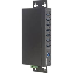Manhattan 164405 7 portů USB Hub kovový ukazatel, pro průmyslové použití, pro montáž na zeď černá
