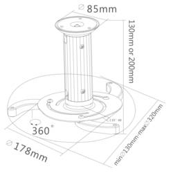 SpeaKa Professional Projector stropní držák projektoru naklápěcí, otočný vzd. země-strop (max.): 20 cm stříbrná