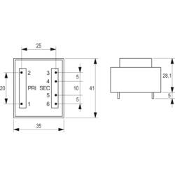 BLOCK VC 3,2/1/12 transformátor do DPS 1 x 230 V 1 x 12 V/AC 3.20 VA 266 mA