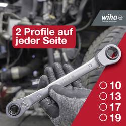 Wiha 45421 WIHA - Ratschenschlüssel 4in1 umschaltbar SB3834101 sada oboustranných ráčnových klíčů Délka klíče (cm) (jen pro nadpis) 10 - 19 mm