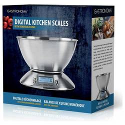 Gastronoma 18310021 digitální kuchyňská váha digitální digitální, s odměrnou mísou Max. váživost=5 kg stříbrná 215 x 215 x 314