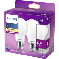 Philips LED 77767800 LED Energetická třída (EEK2021) E (A - G) E27 klasická žárovka 7 W = 60 W teplá bílá (Ø x v) 6 cm x 11 cm 2 ks