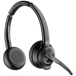 HP Poly Savi 8220 UC DECT Headset otevřená (On Ear) DECT, Bluetooth® stereo černá Potlačení hluku headset, regulace hlasitosti, Vypnutí zvuku mikrofonu Počítače