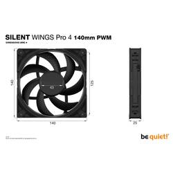 BeQuiet SILENT WINGS PRO 4 PC větrák s krytem černá (š x v x h) 140 x 25 x 140 mm