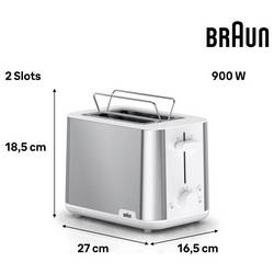 Braun HT 1510 WH topinkovač bez BPA nerezová ocel, bílá