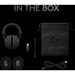 Logitech Gaming PRO X Headset otevřená (On Ear) bezdrátová 7.1 Surround černá regulace hlasitosti, Vypnutí zvuku mikrofonu Gaming