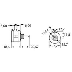 Bourns 3590S-2-102L precizní potenciometr, 10cestný, 2 W, 1 kΩ, 1 ks, Single