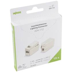 WAGO 224-112, svítidlová svorka, 0.5-2.5 mm², kontakty 3, bílá, 15 ks