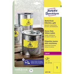 Avery-Zweckform L6111-20 Fóliové etikety 210 x 297 mm poylesterová fólie žlutá 20 ks trvalé barevná laserová tiskárna, laserová tiskárna, barevná kopírka,
