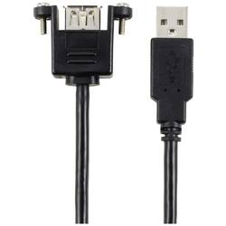 Renkforce USB kabel USB 2.0 USB-A zástrčka, USB-A zásuvka 0.25 m černá Pro vestavbu, lze šroubovat RF-5720402
