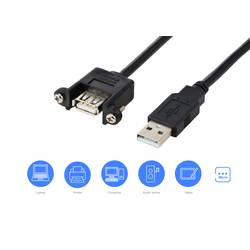 Renkforce USB kabel USB 2.0 USB-A zástrčka, USB-A zásuvka 0.25 m černá Pro vestavbu, lze šroubovat RF-5720402