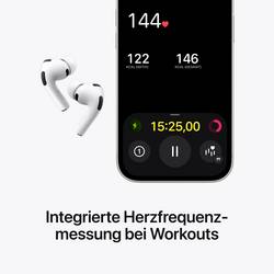Apple AirPods Pro 3 AirPods Bluetooth® stereo bílá Potlačení hluku Nabíjecí pouzdro, odolné vůči potu, odolná vůči vodě, Funkce ochrany sluchu, Měření tepové