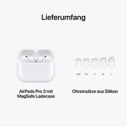 Apple AirPods Pro 3 AirPods Bluetooth® stereo bílá Potlačení hluku Nabíjecí pouzdro, odolné vůči potu, odolná vůči vodě, Funkce ochrany sluchu, Měření tepové