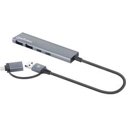 Manhattan 181075 USB Hub 2 + 2 port USB-A, USB-C® USB 3.0 5 GBit/s s hliníkovým krytem, s konektorem USB C vesmírná šedá 181075