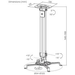 Reflecta Prometheus stropní držák projektoru stropní držák, otočný vzd. země-strop (max.): 900 mm bílá