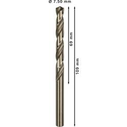 Bosch Accessories 2608585893 HSS kovový spirálový vrták 7.5 mm Celková délka 109 mm Cobalt DIN 338 válcová stopka 10 ks