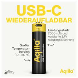 Aqiila 18650 USB-C® akumulátor, Li-Ion, 2000 mAh, 3.7 V, 1 ks