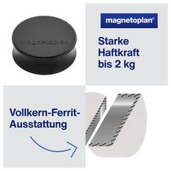 magnetoplan magnet (Ø x v) 34 mm x 12.5 mm kulatý černá 10 ks 1665012