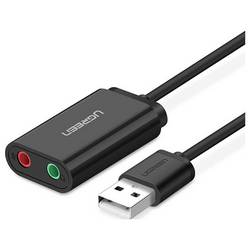 UGREEN USB kabel USB 2.0 USB-A zástrčka, Zásuvka jack 3,5 mm , Zásuvka jack 3,5 mm 0.15 m černá 30724