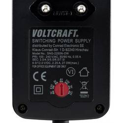 VOLTCRAFT VC-11258705 zásuvkový napájecí adaptér, nastavitelný, regulovatelné výstupní napětí, otevřené konce kabelu, 3 V/DC, 4.5 V/DC, 5 V/DC, 6 V/DC, 7.5