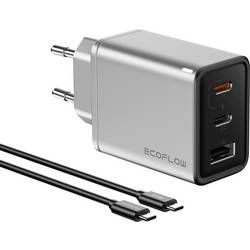 ECOFLOW RAPID USB nabíječka, Rychlonabíječka, GaN, USB-C®, USB A, 65 W, Rychlé nabíjení, stříbrná