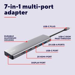 Trust USB-C® dokovací stanice DALYX 7-IN-1 MULTIPORT ADAPTER Vhodné pro značky (dokovací stanice pro notebook): univerzální