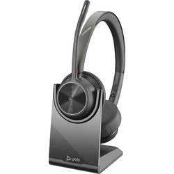 HP Poly Voyager 4320 UC Stereo Headset otevřená (On Ear) Bluetooth® stereo černá Potlačení hluku regulace hlasitosti, vč. nabíjecí a dokovací stanice Počítače