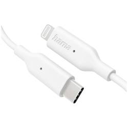Hama Nabíjecí kabel USB USB 2.0 Apple Lightning konektor, USB-C ® zástrčka 1.00 m bílá 00201598