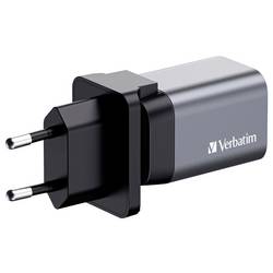 Verbatim GNC-35 GaN cestovní nabíječka, GaN, s adaptérem pro Evropu, s britským adaptérem, s americkým adaptérem, 1x USB A , 1x USB-C®, 35 W, Dodávka energie,