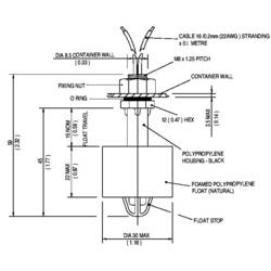 TE Connectivity Sensor VCS-02 VCS-02 hladinový spínač, 1 spínací kontakt, 1 rozpínací kontakt, 1 A, IP65