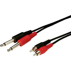 Monacor 0064980 audio propojovací kabel [2x cinch zástrčka - 2x jack zástrčka 6,3 mm (mono)] 3 m černá