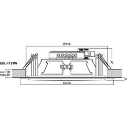 Monacor EDL-118TW ELA stropní reproduktor, 100 V, bílá, 1 ks