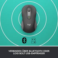 Logitech Signature M650 optická myš, přenos bezdrátový, Bluetooth®, 5 tlačítko, 4000 dpi, grafitová
