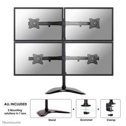 Neomounts NM-D335D4BLACK držák na stůl pro monitor 4 Displej: (s) 25,4 cm (10) - 68,6 cm (27) černá naklápěcí, nakláněcí