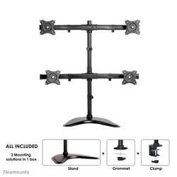 Neomounts NM-D335D4BLACK držák na stůl pro monitor 4 Displej: (s) 25,4 cm (10) - 68,6 cm (27) černá naklápěcí, nakláněcí