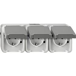 Schneider Electric 3násobný spínání ve vlhkých místnostech kompletní sada zásuvka s ochranným kontaktem se sklopným víkem AQUASTAR světle šedá MEG2390-8029 1 ks