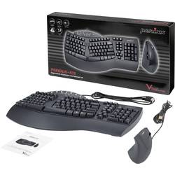 Perixx PERIDUO-512 DE B kabelový sada klávesnice a myše ergonomická německá, QWERTZ černá