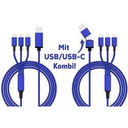 Smrter Nabíjecí kabel USB USB 2.0 USB-A zástrčka, USB-C ® zástrčka, Apple Lightning konektor 1.20 m modrá SMRTER_TRIO_L_NB