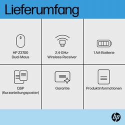HP Z3700 Dual-Maus (silbergrau) optická myš, přenos bezdrátový, 3 tlačítko, 1600 dpi, stříbrná