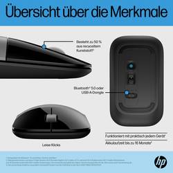 HP Z3700 Dual-Maus (silbergrau) optická myš, přenos bezdrátový, 3 tlačítko, 1600 dpi, stříbrná