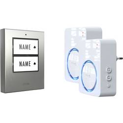 m-e modern-electronics 100151 bezdrátový zvonek kompletní sada osvětlený, akusticky aktivní, se senzorem pohybu, se jmenovkou