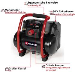 Einhell TE-AC 36/150 Li OF-Solo, 4020415, Akumulátorový kompresor, 8 bar, 1 válec