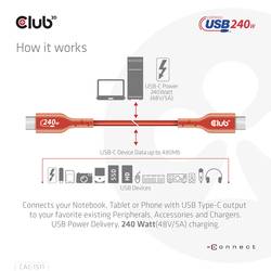 club3D Kabel USB-C USB 2.0 USB-C ® zástrčka 4.00 m oranžová CAC-1515
